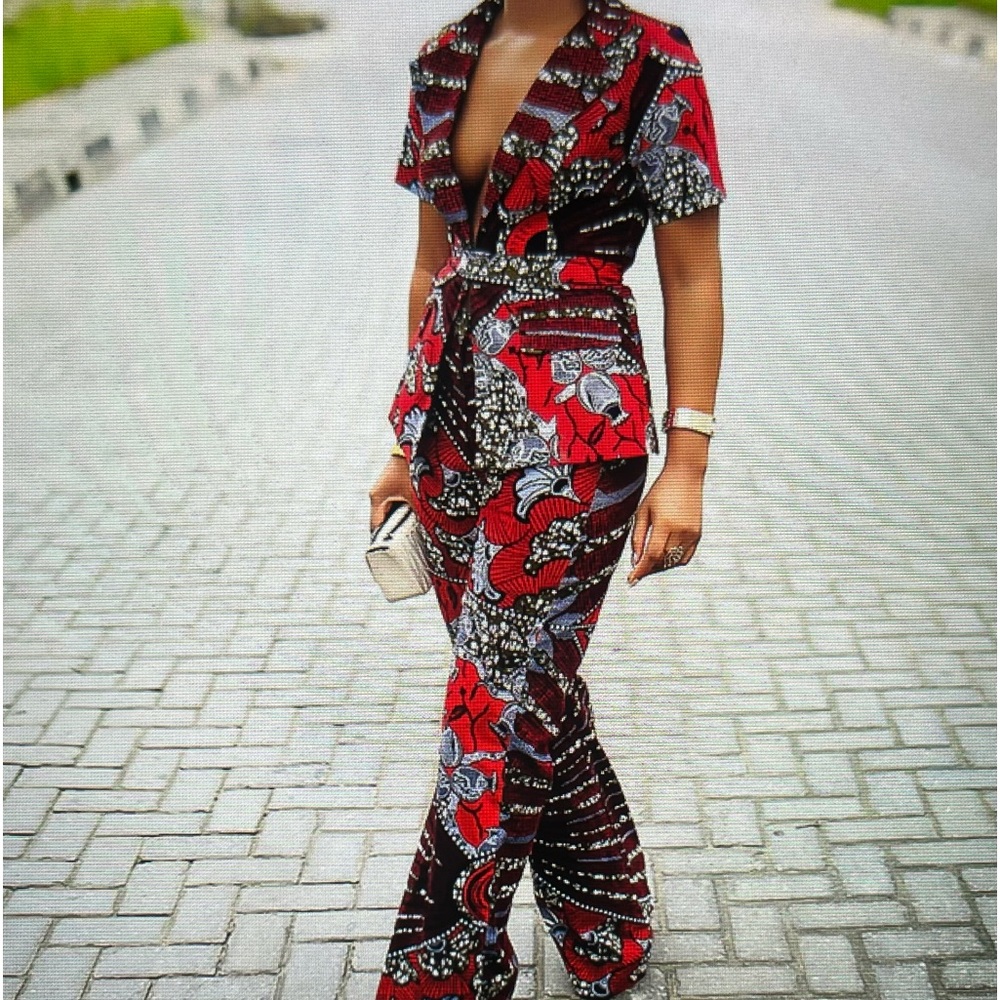 African Print Jacket and Pants Set